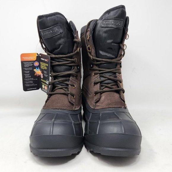 New men\'s 10 Kamik Nationplus snow insulated winter boots in Dark Brown main image 9